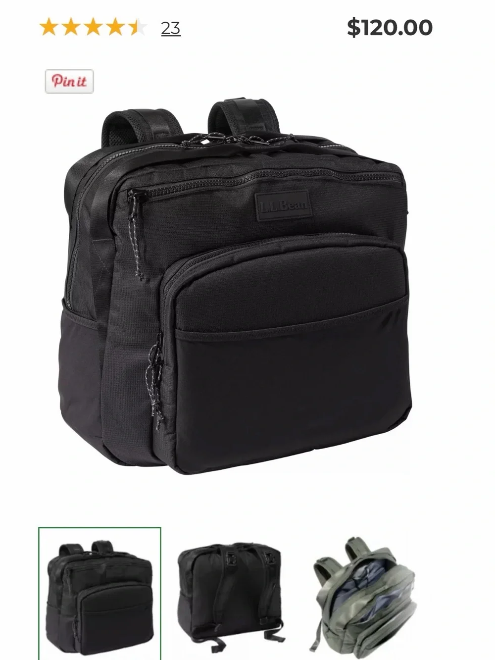 L.L. Bean Black Diaper Bag Backpack